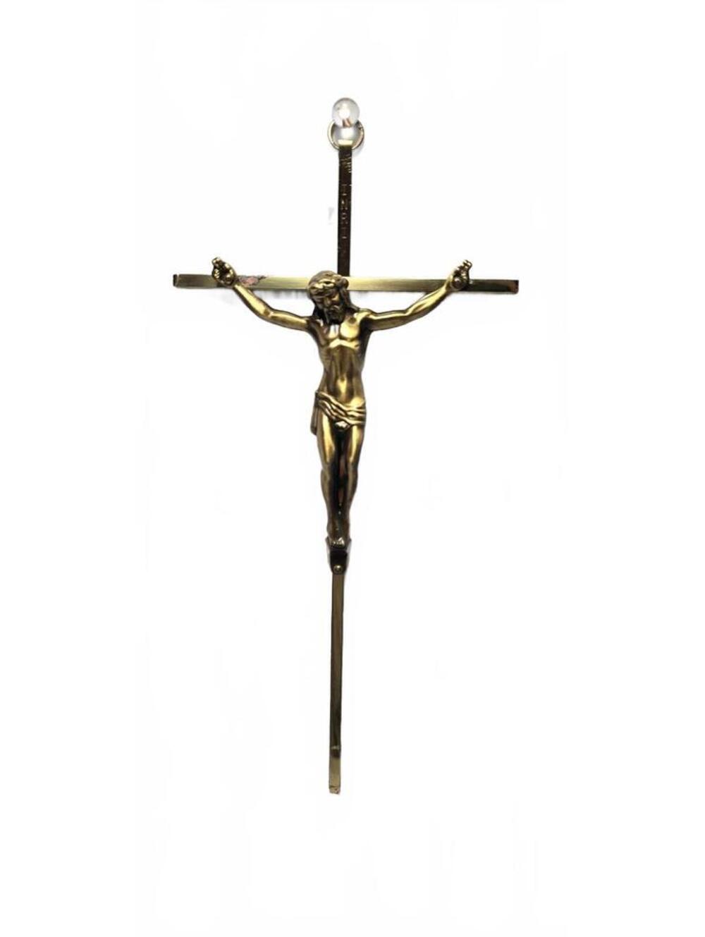 Brass Crucifix Wall Cross with Jesus Christ Figure
